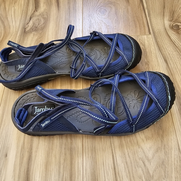 Jambu Shoes Jambu Water Diva Laceup Bungee Navyblue Womans Sandals
